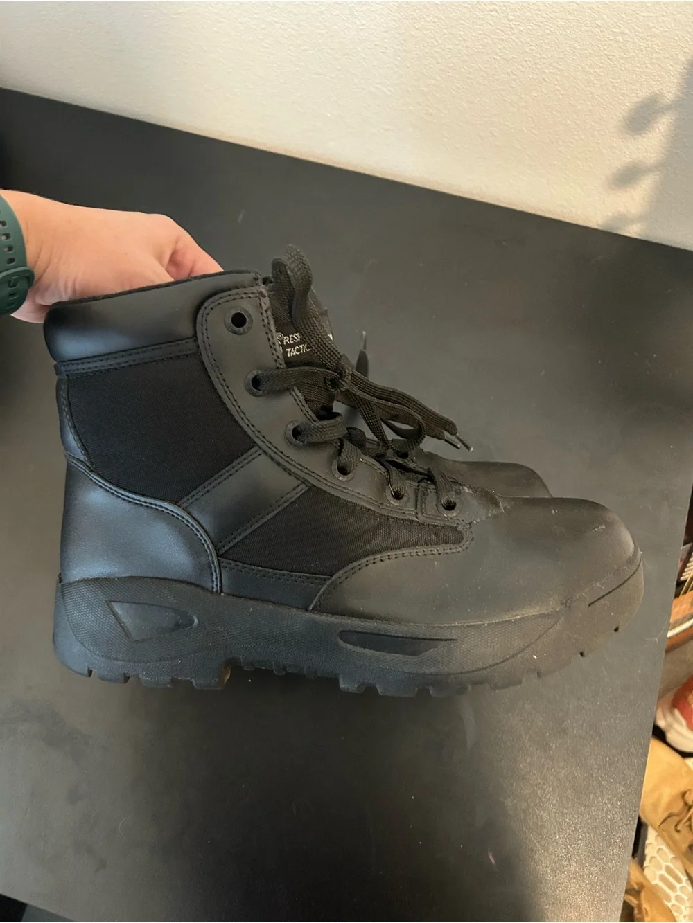 Tactical Men's Black Lace-Up Boots